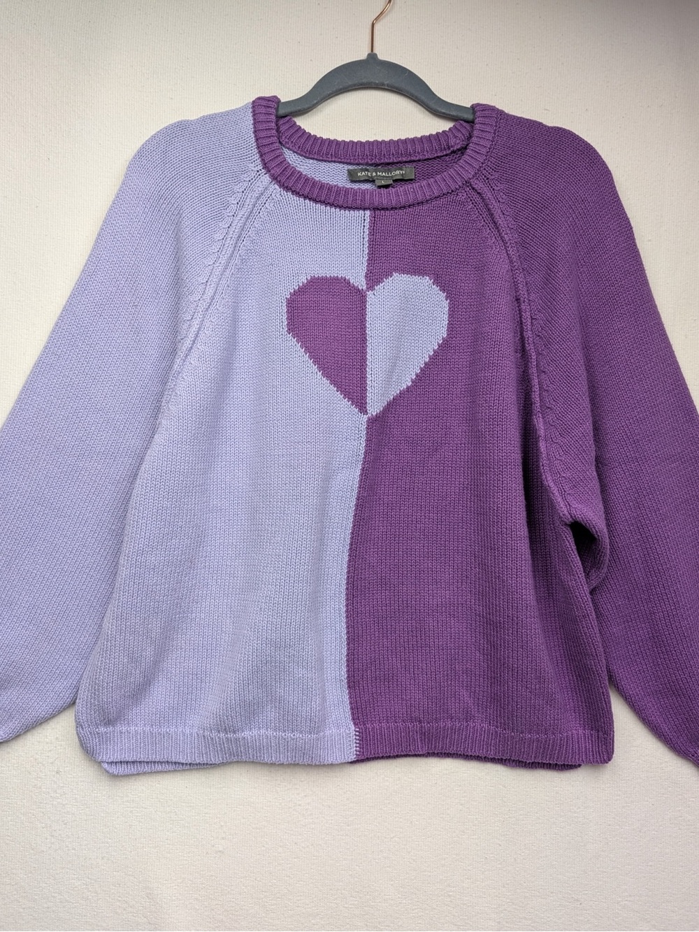 Kate & Mallory Lavender and Purple Heart Crewneck Sweater